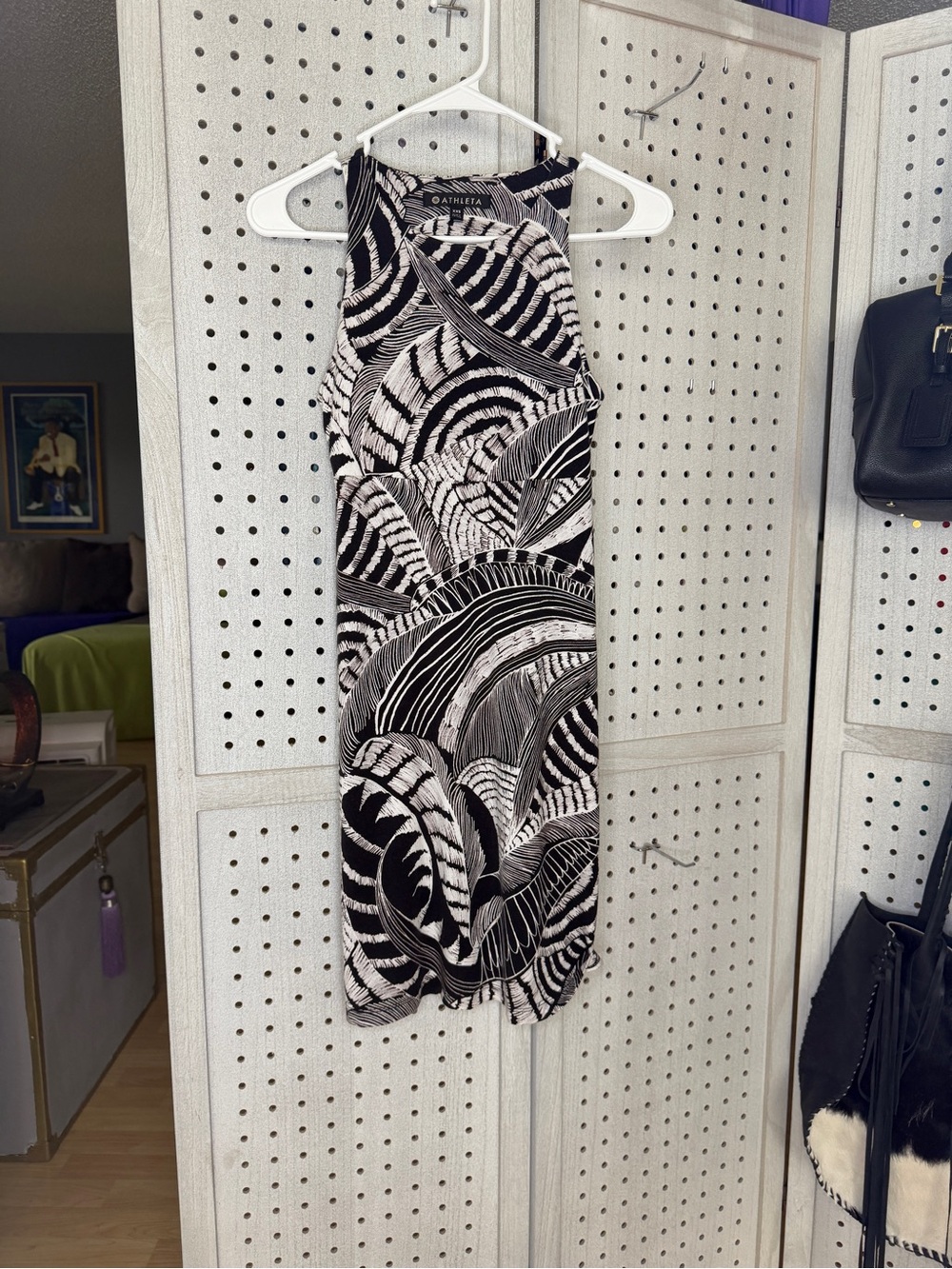 Athleta Santorini dress Black & White Abstract soft high neck
